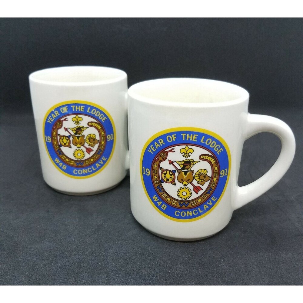 BSA Order of the Arrow 1991 Year of Lodge W4B Conclave Coffee Mug Cup Set of 2